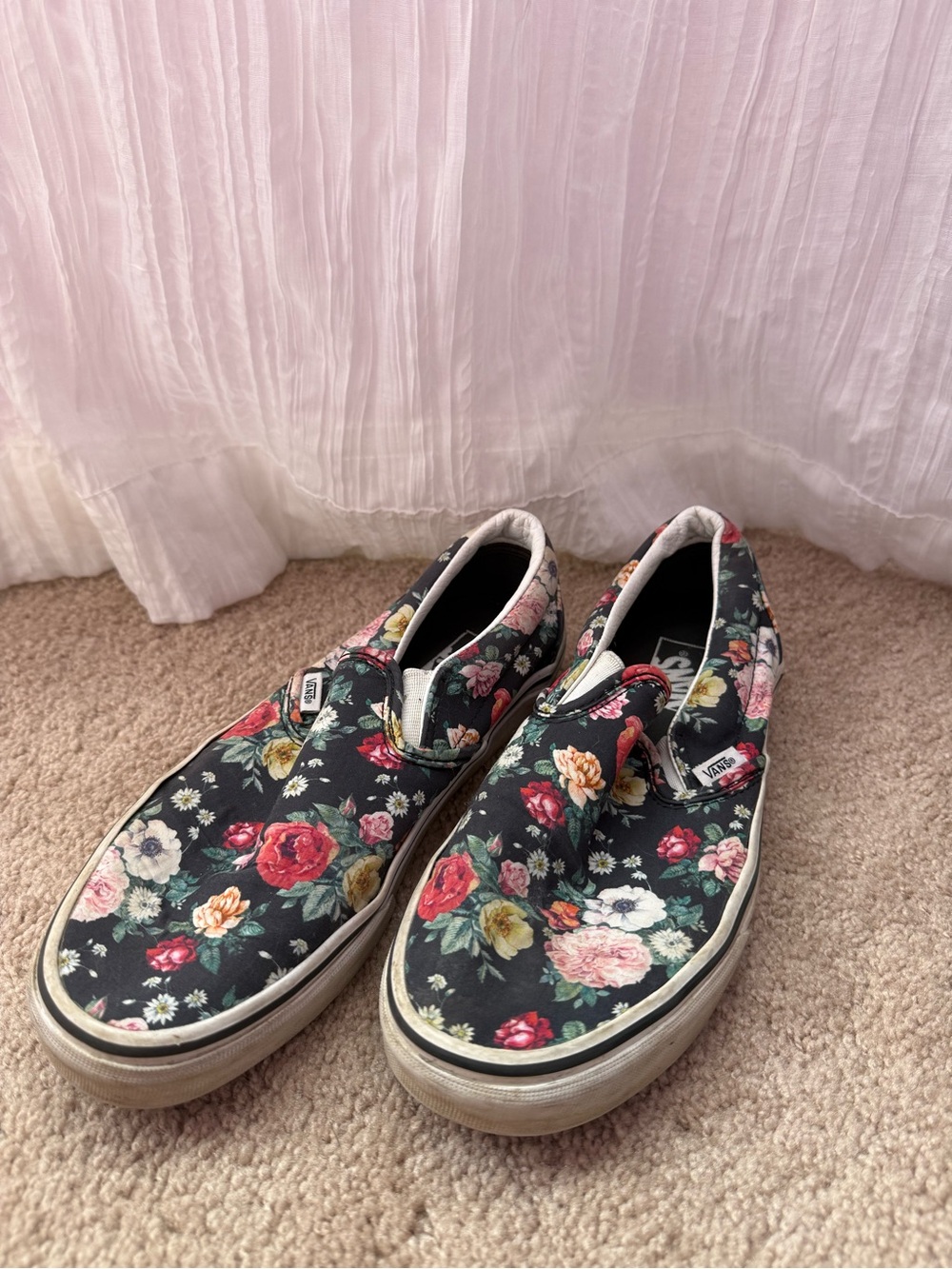 Vans Black Slip-On Sneakers with Floral Print